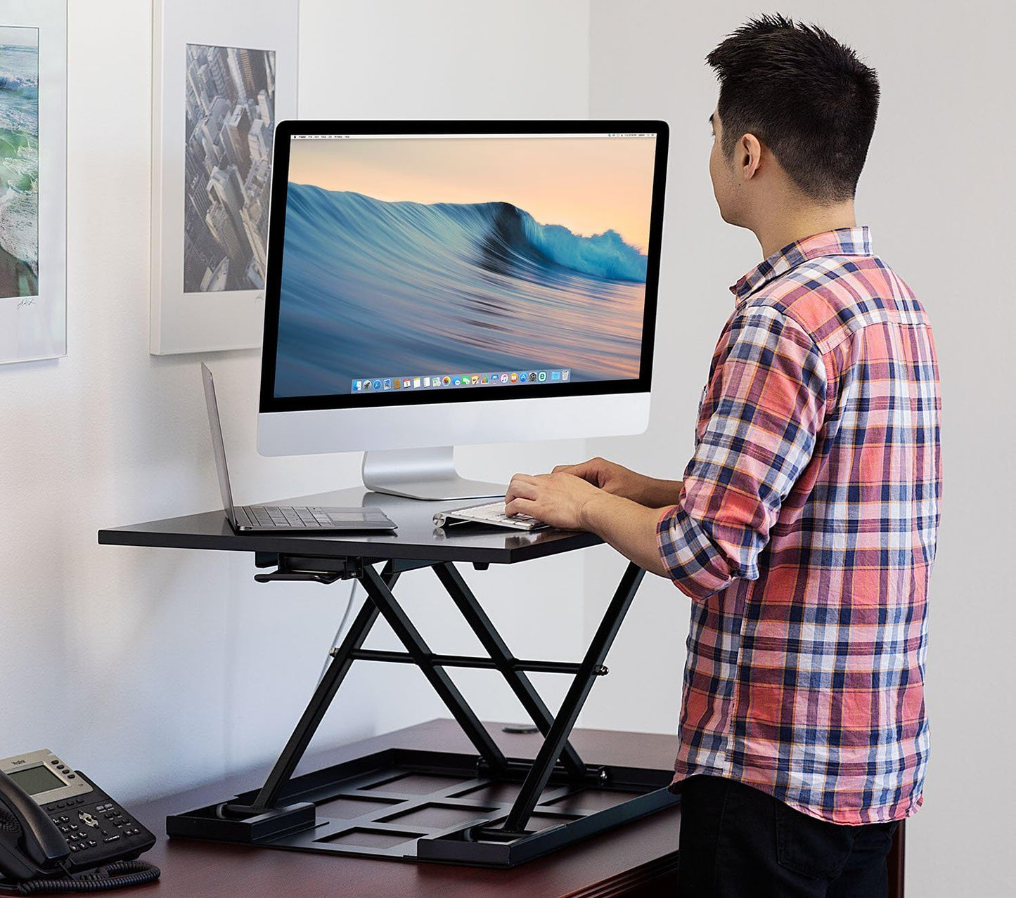 Pneumatic Lifting Desk Table Learning Lifting Station Vertical Office Computer Desk Monitor Increase Workspace