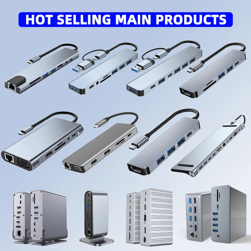12 in 1 Docking Station Usb c Hub 4K HDTV Usb-c Hubs with Multiple Ports for Tablet Dock Station Usb Type c Hub Switch Dock