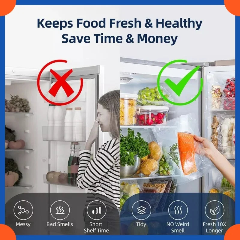 Vacuum Sealer Kitchen Food Storage Dry/Wet Food Vacuum Packing Machine Household Fresh Food Packing Machine Built-in Cutter