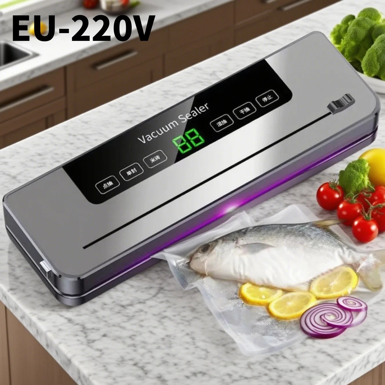 Vacuum Sealer Kitchen Food Storage Dry/Wet Food Vacuum Packing Machine Household Fresh Food Packing Machine Built-in Cutter