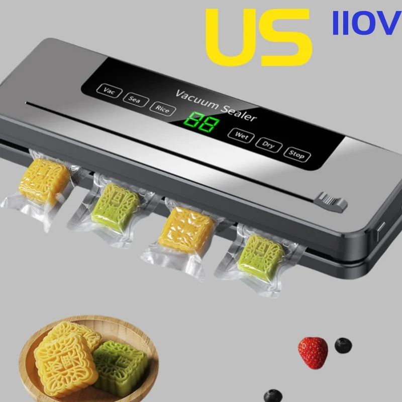 Vacuum Sealer Kitchen Food Storage Dry/Wet Food Vacuum Packing Machine Household Fresh Food Packing Machine Built-in Cutter